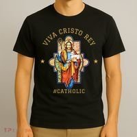 Viva Cristo Rey Roman Catholic Gift T-Shirt thumb 3