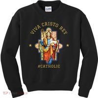 Viva Cristo Rey Roman Catholic Gift Kids Sweatshirt thumb 0