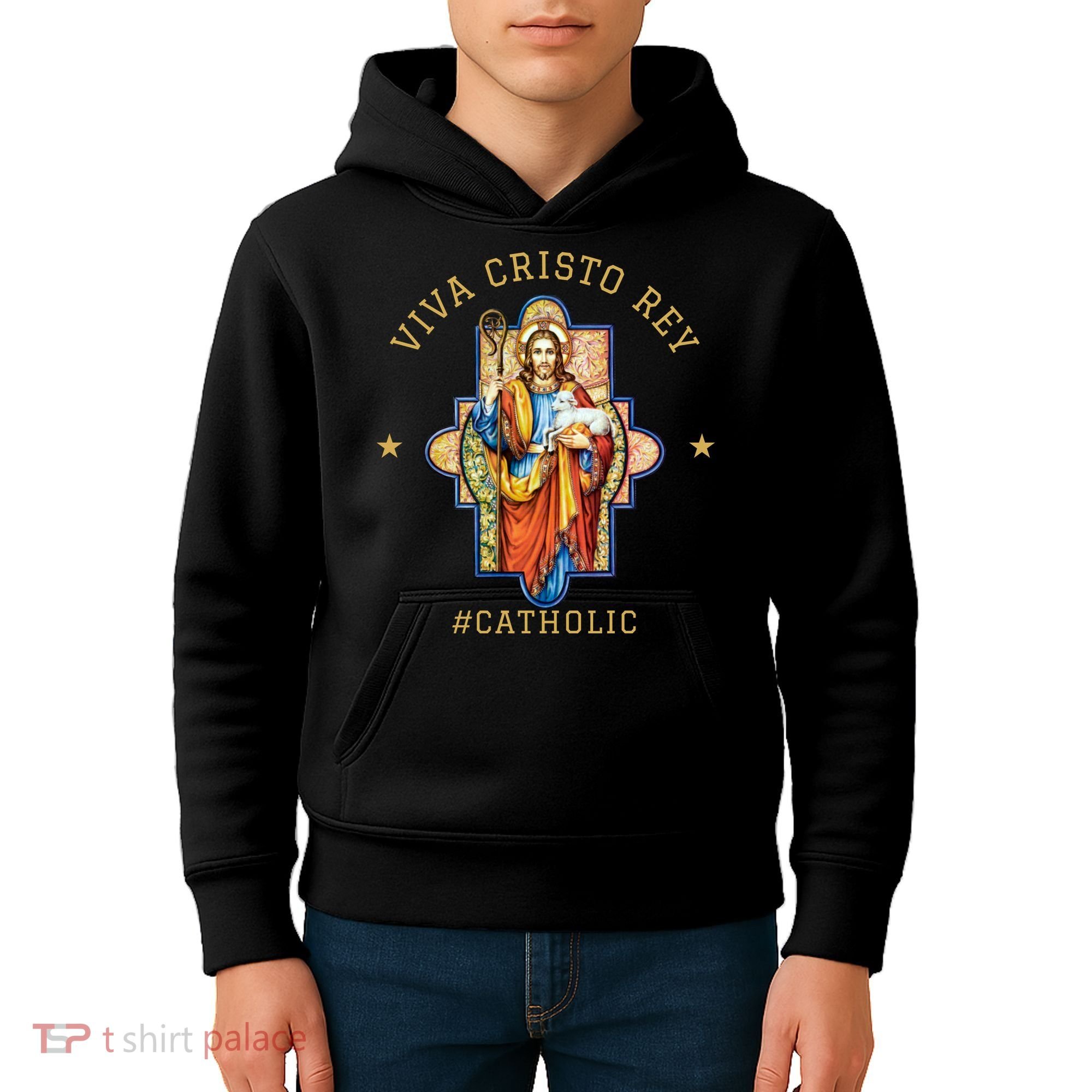 Viva Cristo Rey Roman Catholic Gift Kids Hoodie