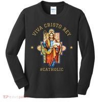 Viva Cristo Rey Roman Catholic Gift Kids Long Sleeve Shirt thumb 0
