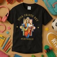 Viva Cristo Rey Roman Catholic Gift Kids T-Shirt thumb 3