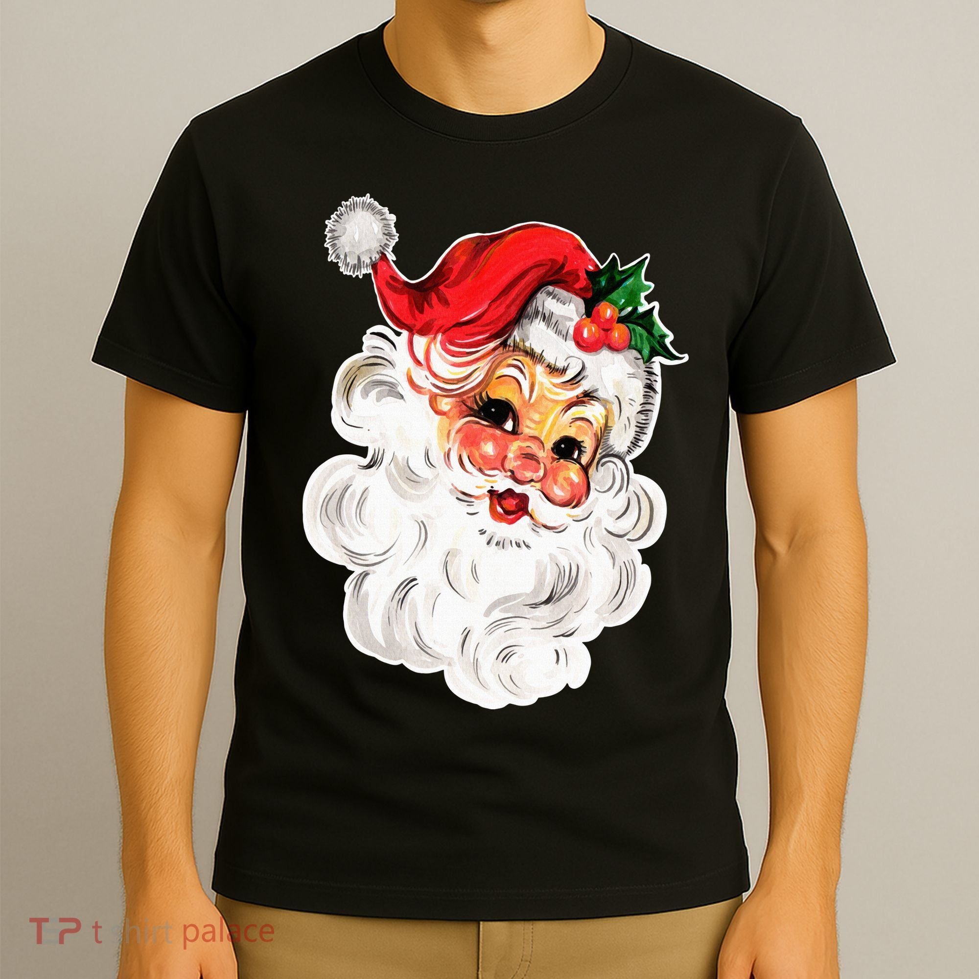 Vintage Christmas Retro Red Santa Claus Team Old Fashioned T-Shirt