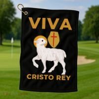 Viva Cristo Rey Roman Catholic Gift Golf Towel thumb 1