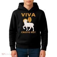 Viva Cristo Rey Roman Catholic Gift Kids Hoodie thumb 4