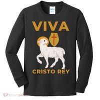 Viva Cristo Rey Roman Catholic Gift Kids Long Sleeve Shirt thumb 0