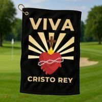 Viva Cristo Rey Roman Catholic Gift Golf Towel thumb 1