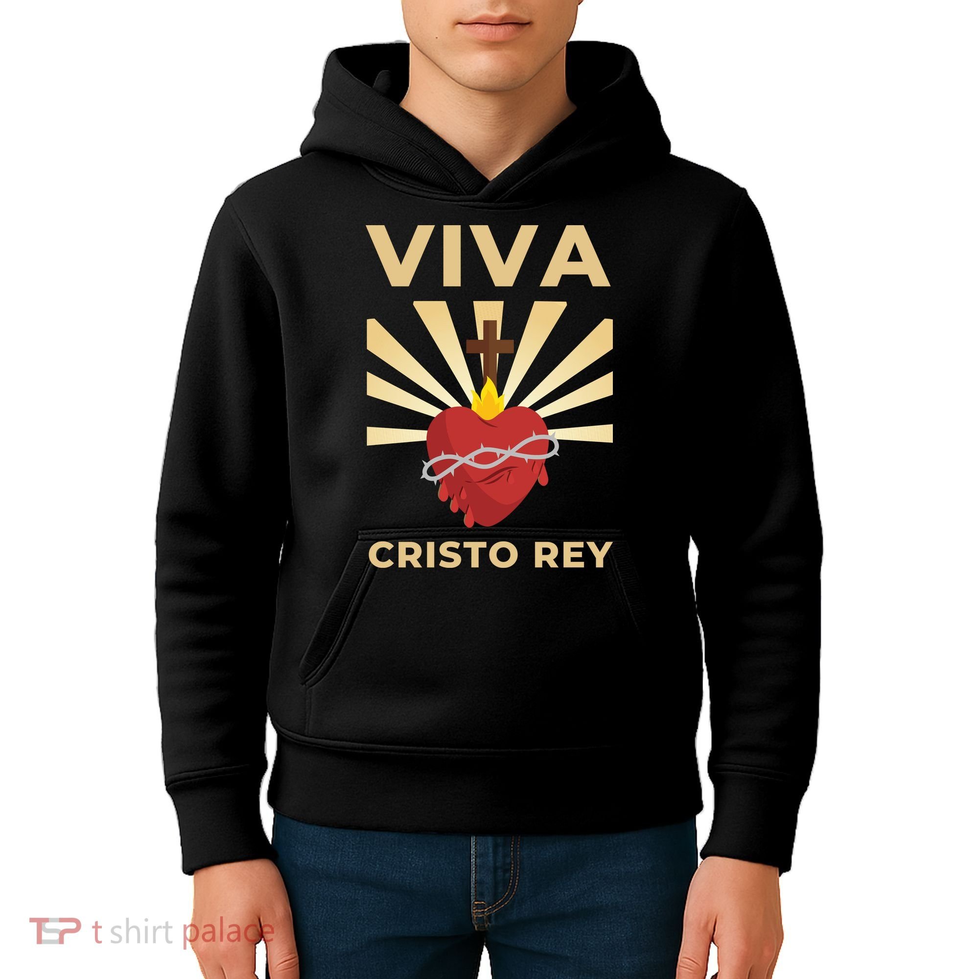 Viva Cristo Rey Roman Catholic Gift Kids Hoodie