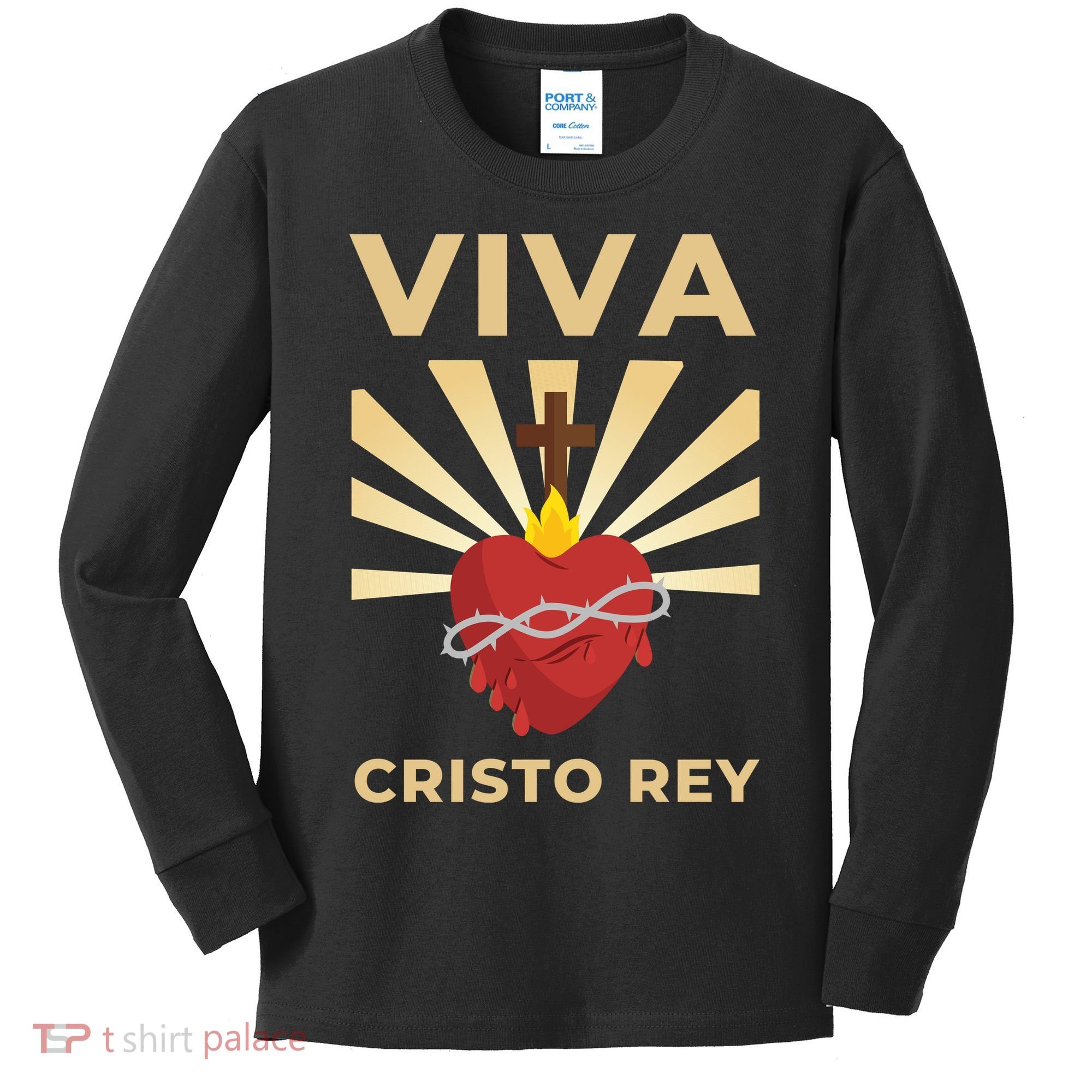 Viva Cristo Rey Roman Catholic Gift Kids Long Sleeve Shirt