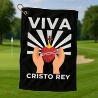 Viva Cristo Rey Roman Catholic Gift Golf Towel thumb 1