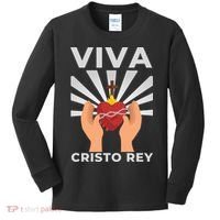 Viva Cristo Rey Roman Catholic Gift Kids Long Sleeve Shirt thumb 0