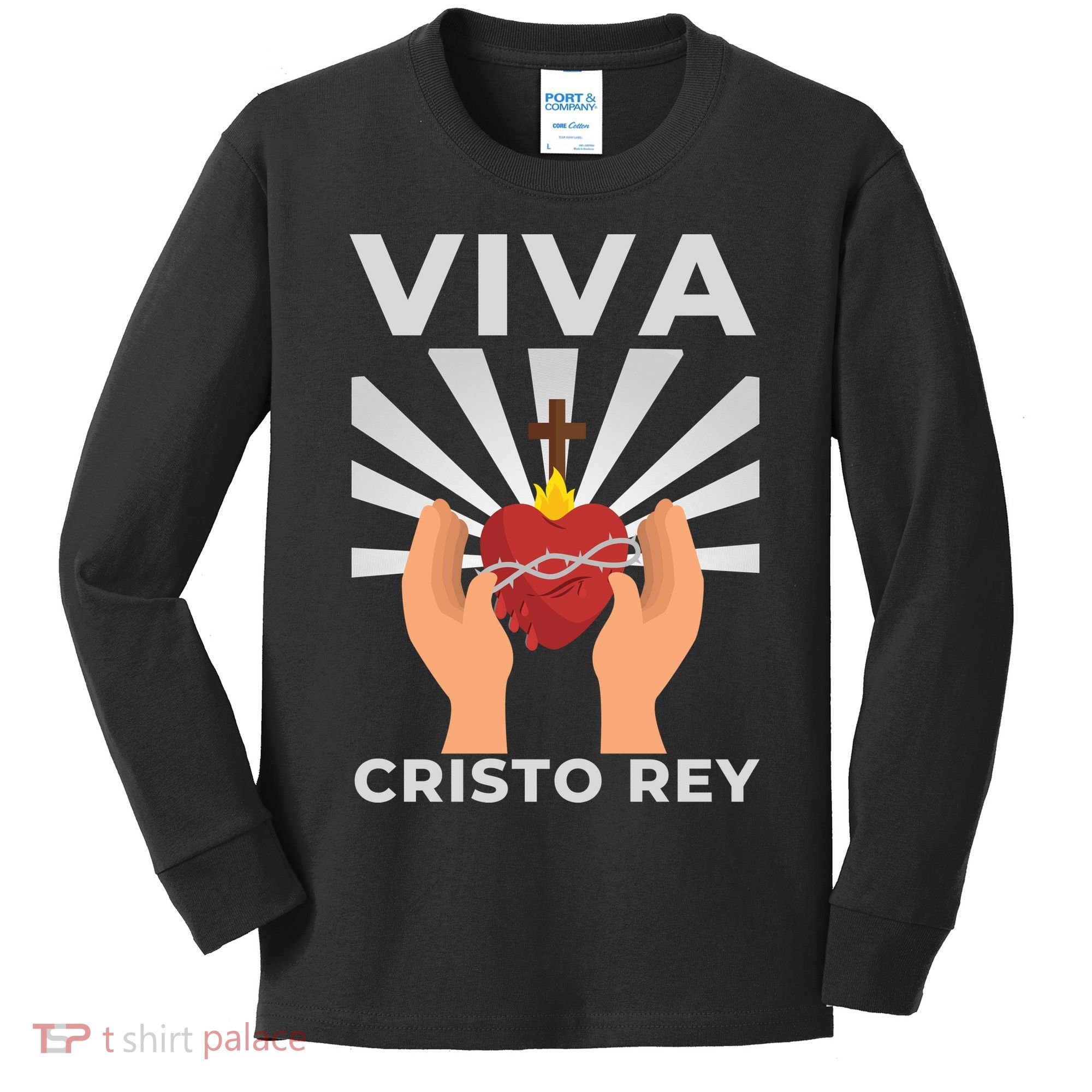 Viva Cristo Rey Roman Catholic Gift Kids Long Sleeve Shirt