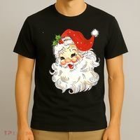 Vintage Christmas Santa Claus Face Old Fashioned T-Shirt thumb 3