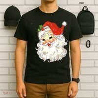 Vintage Christmas Santa Claus Face Old Fashioned T-Shirt thumb 6