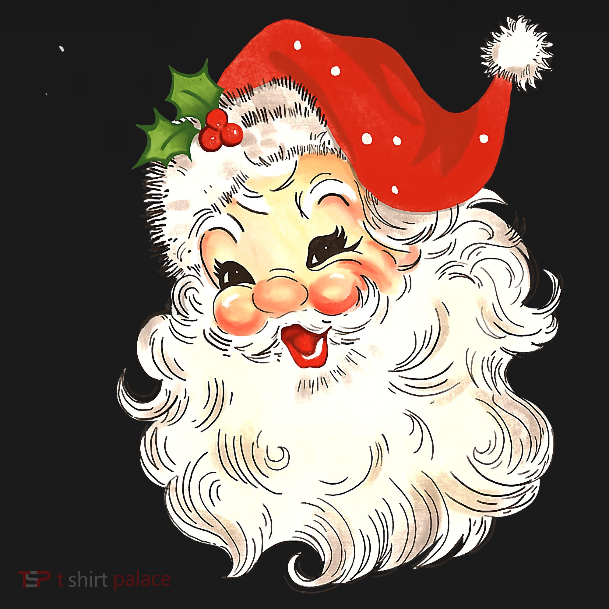 Vintage Christmas Santa Claus Face Old Fashioned T-Shirt