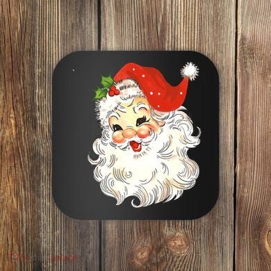 Vintage Christmas Santa Claus Face Old Fashioned Coaster