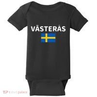 VäSteråS City Sweden Swedish Flag Baby Bodysuit thumb 0