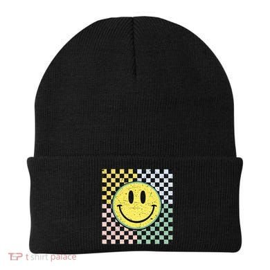 Vintage Checkered Smiling Face Beanie