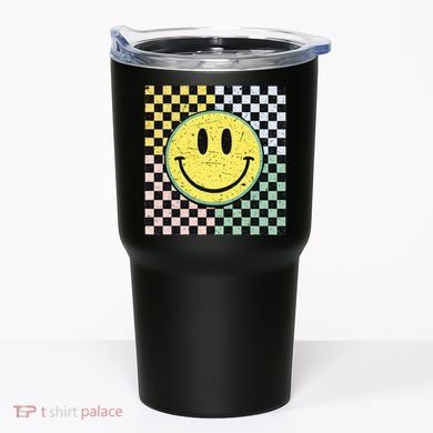Vintage Checkered Smiling Face Tumbler