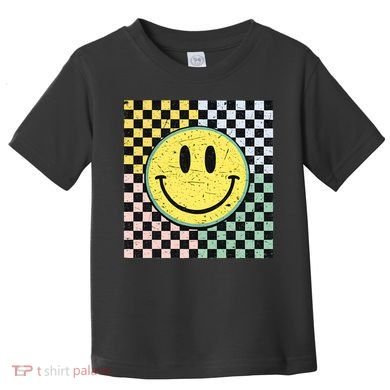 Vintage Checkered Smiling Face Toddler T-Shirt