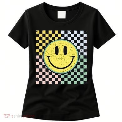 Vintage Checkered Smiling Face Women's T-Shirt