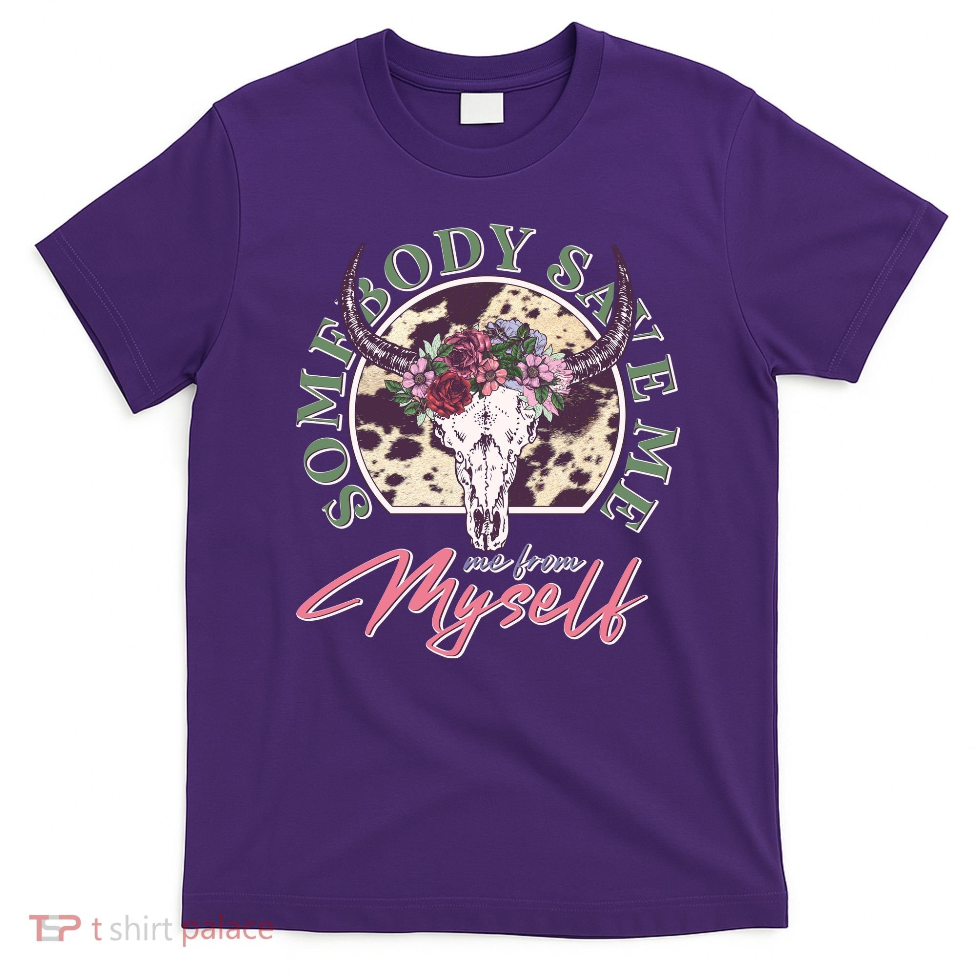Vintage Cow Skull Somebody Save Me Me From Myself T-Shirt