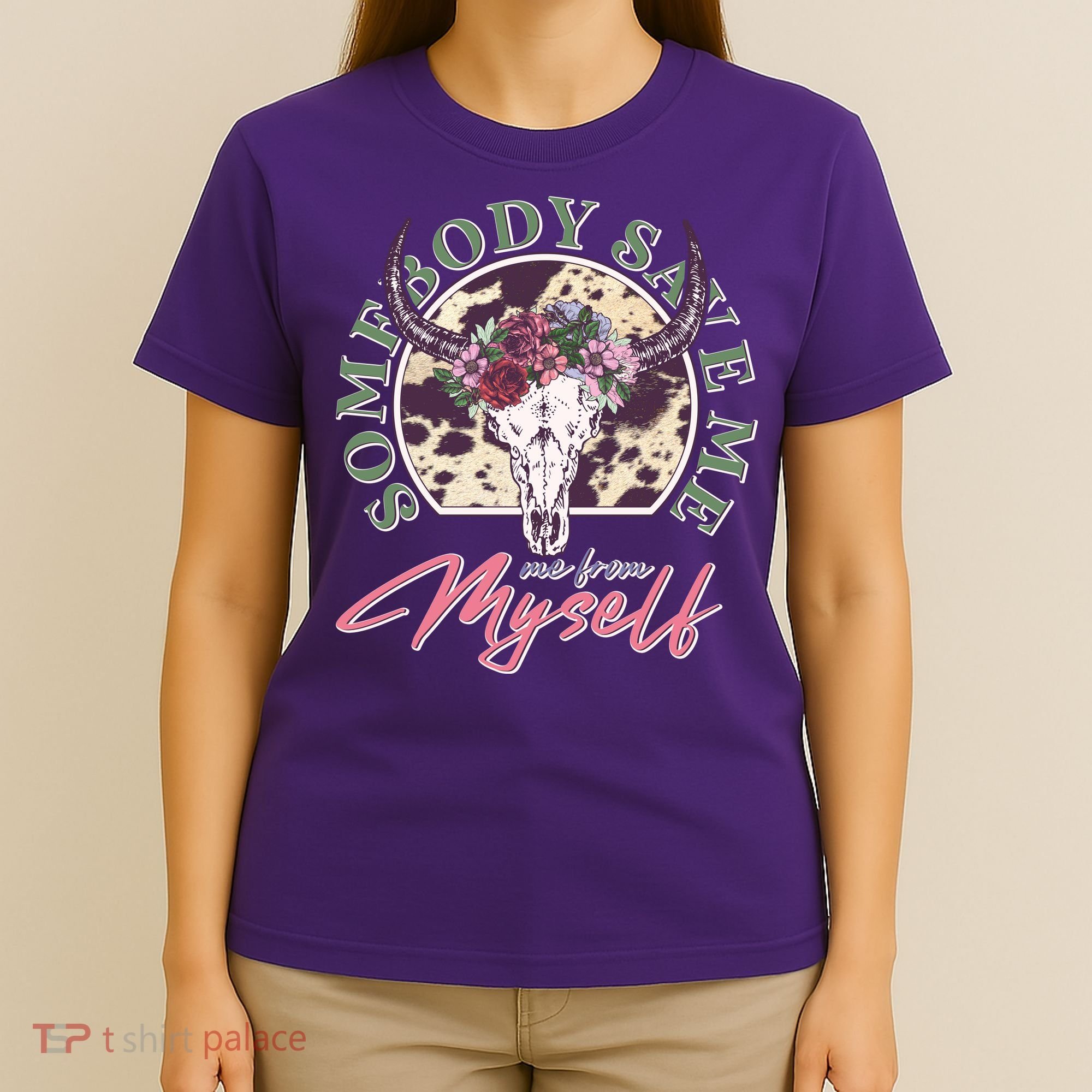 Vintage Cow Skull Somebody Save Me Me From Myself T-Shirt