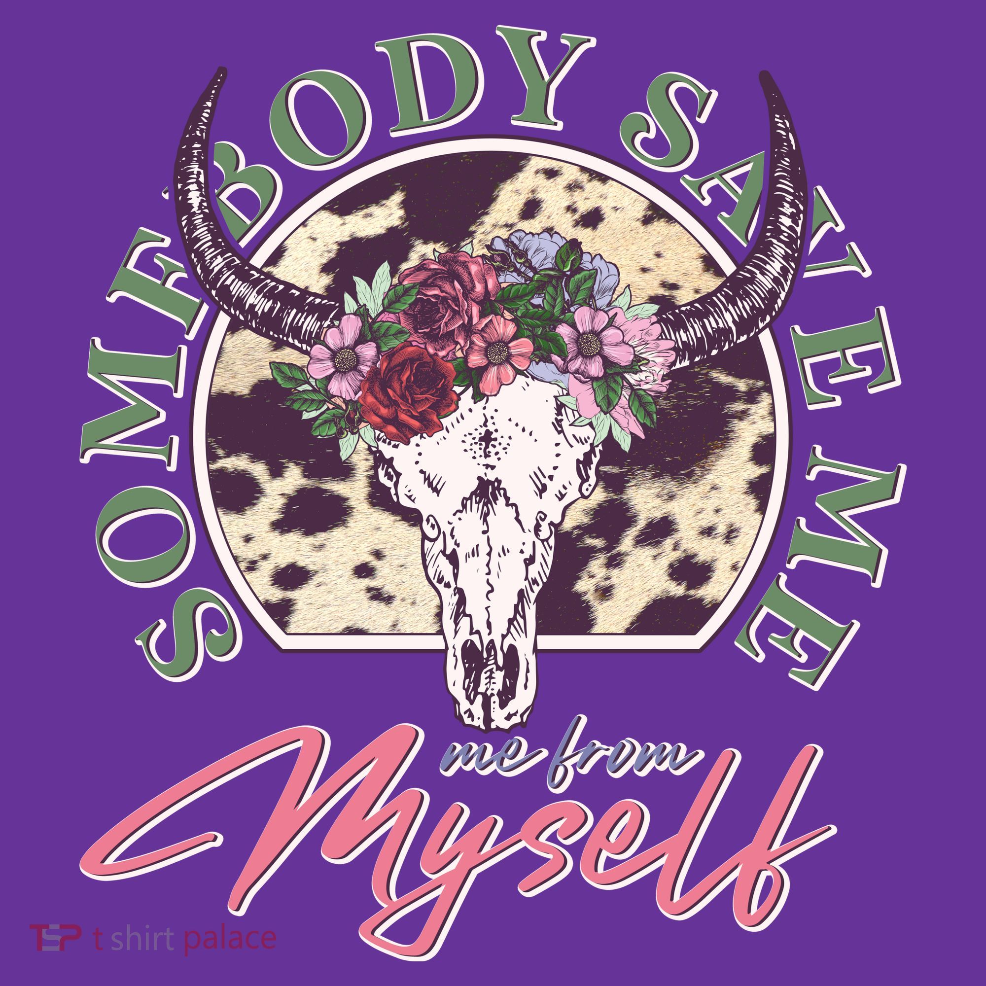 Vintage Cow Skull Somebody Save Me Me From Myself T-Shirt