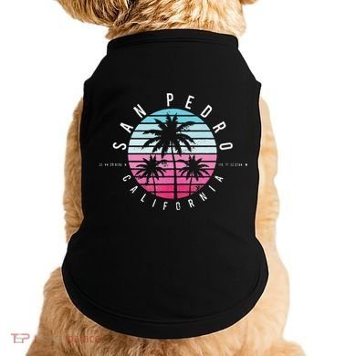 Vintage California San Pedro Ca Beach Gps Coordinate Doggie Tank