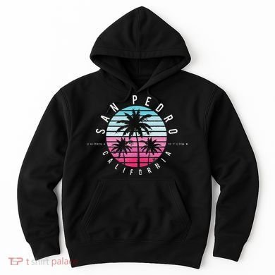 Vintage California San Pedro Ca Beach Gps Coordinate Hoodie
