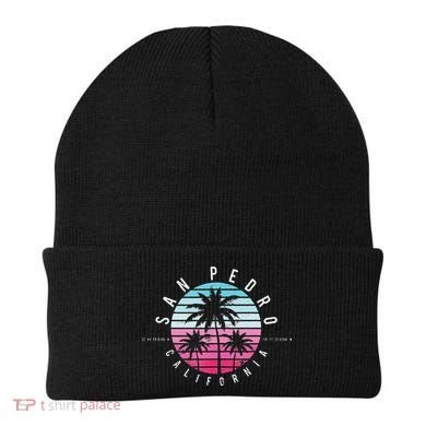 Vintage California San Pedro Ca Beach Gps Coordinate Beanie