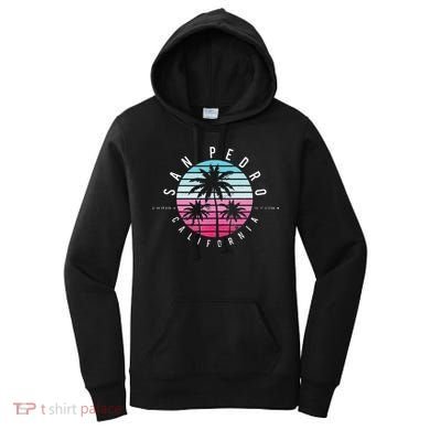 Vintage California San Pedro Ca Beach Gps Coordinate Women's Hoodie