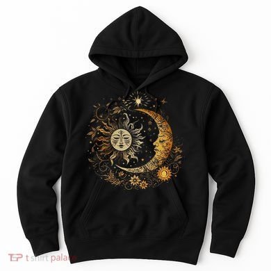 Vintage Celestial Sun Moon Flower Astrology Moon Phases Hoodie