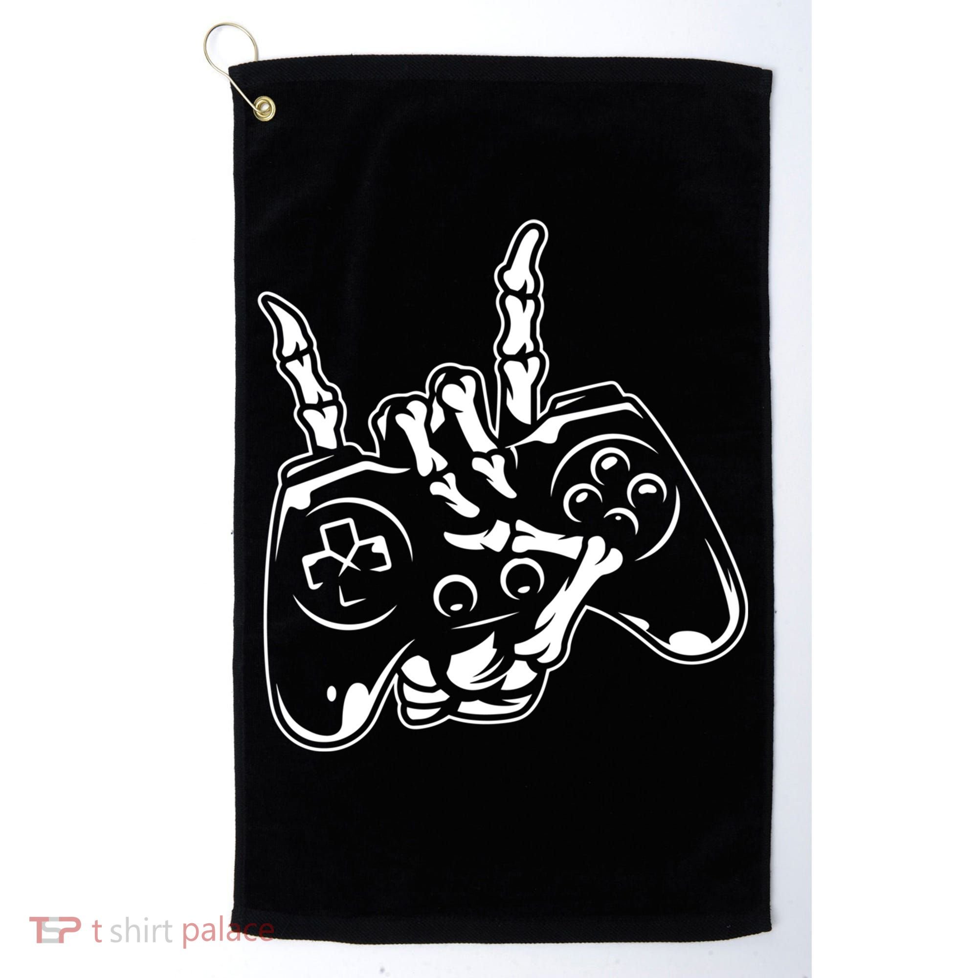 Videogame Controller Skeleton Hand Lazy Halloween Costume Gift Golf Towel