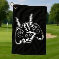 Videogame Controller Skeleton Hand Lazy Halloween Costume Gift Golf Towel thumb 1