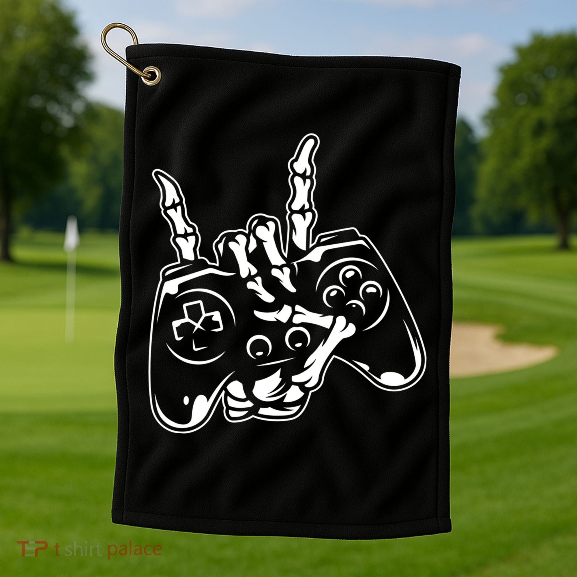 Videogame Controller Skeleton Hand Lazy Halloween Costume Gift Golf Towel