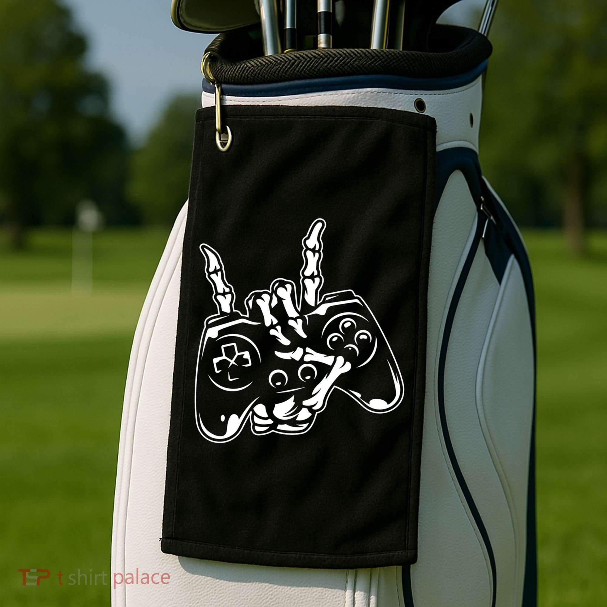 Videogame Controller Skeleton Hand Lazy Halloween Costume Gift Golf Towel