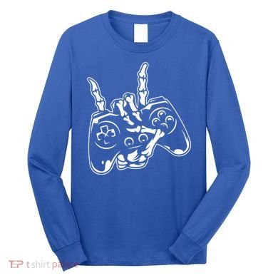 Videogame Controller Skeleton Hand Lazy Halloween Costume Gift Long Sleeve Shirt