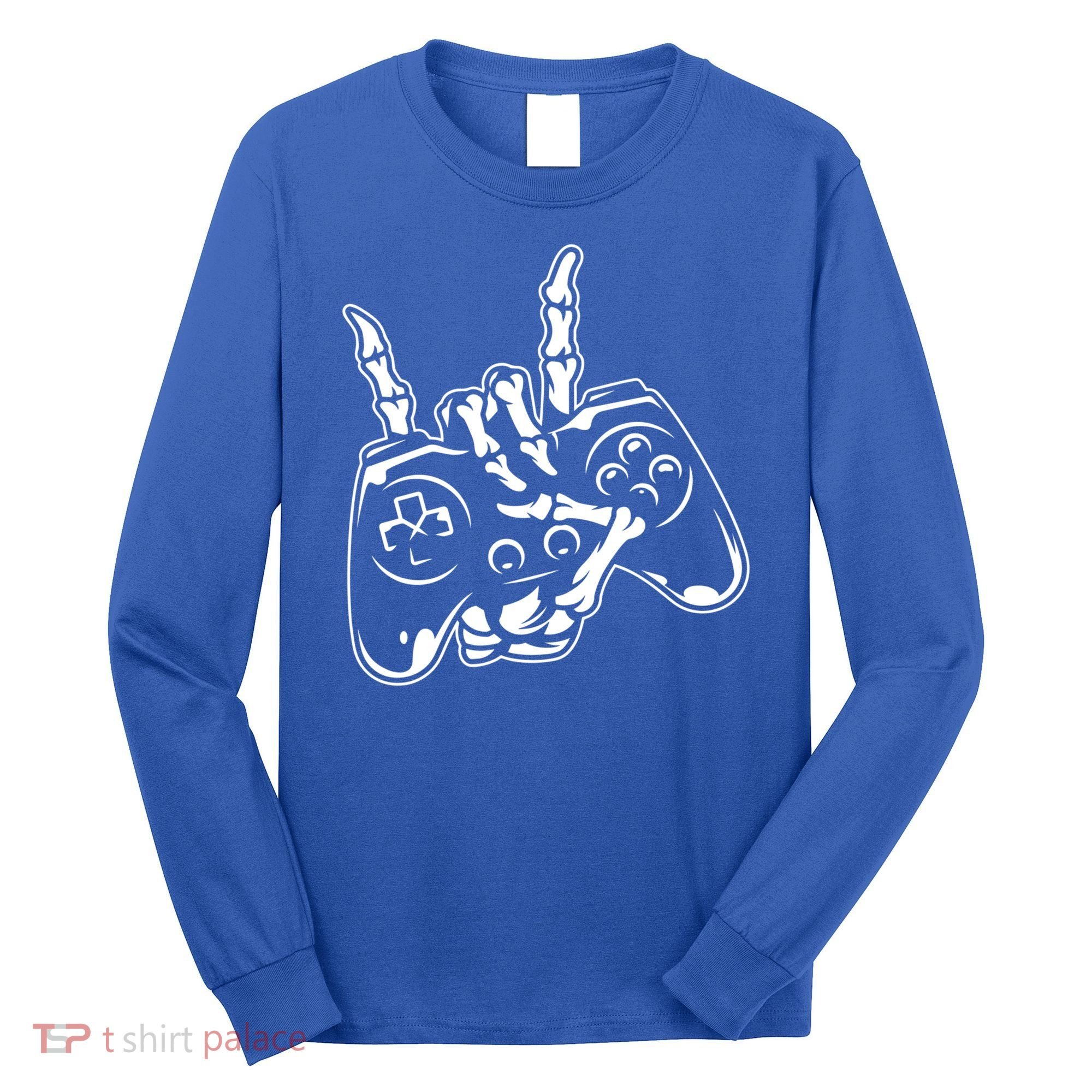 Videogame Controller Skeleton Hand Lazy Halloween Costume Gift Long Sleeve Shirt