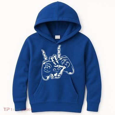 Videogame Controller Skeleton Hand Lazy Halloween Costume Gift Kids Hoodie