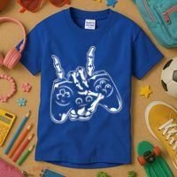 Videogame Controller Skeleton Hand Lazy Halloween Costume Gift Kids T-Shirt thumb 3