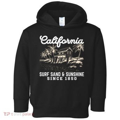 Vintage California Summer Beach Vibes Vacation Toddler Hoodie