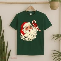 Vintage Christmas Santa Claus Face Funny T-Shirt thumb 2