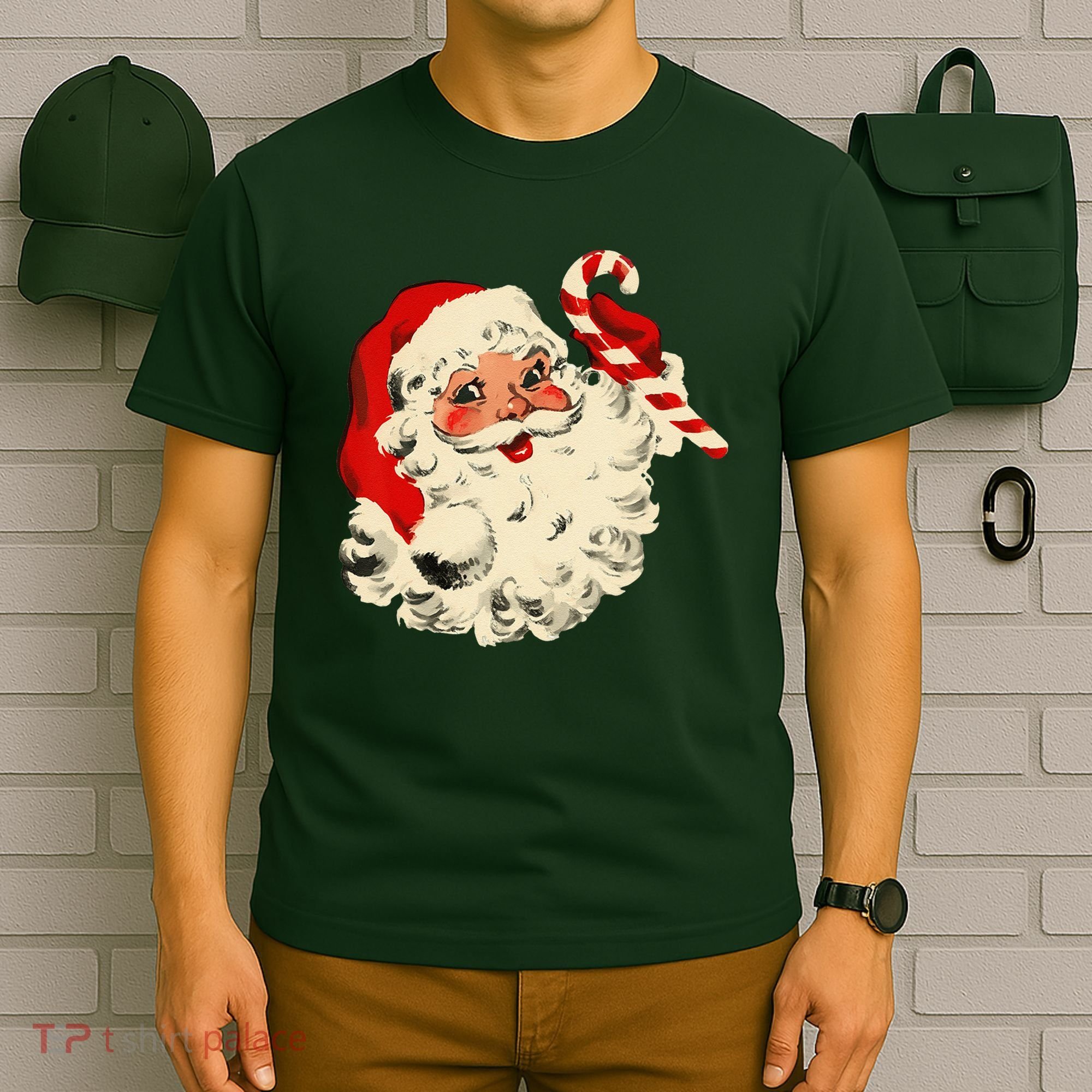 Vintage Christmas Santa Claus Face Funny T-Shirt