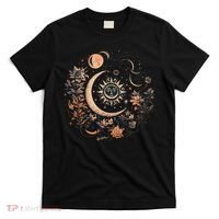 Vintage Celestial Sun And Moon Floral Boho T-Shirt thumb 0