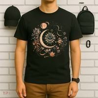 Vintage Celestial Sun And Moon Floral Boho T-Shirt thumb 6