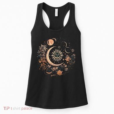 Vintage Celestial Sun And Moon Floral Boho Women's Tank Top