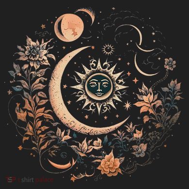 Vintage Celestial Sun And Moon Floral Boho Sport-Tek Posi-UV Pro Polo
