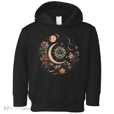 Vintage Celestial Sun And Moon Floral Boho Toddler Hoodie