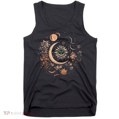 Vintage Celestial Sun And Moon Floral Boho Tank Top
