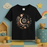 Vintage Celestial Sun And Moon Floral Boho Toddler T-Shirt thumb 3